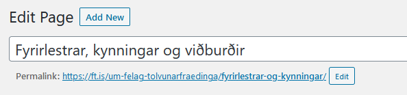Breyting á endapunkt síðu